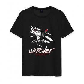 Мужская футболка хлопок с принтом WITCHER 2077 (ВЕДЬМАК 2077) в Петрозаводске, 100% хлопок | прямой крой, круглый вырез горловины, длина до линии бедер, слегка спущенное плечо. | 2019 | cd project red | cyberpunk 2077 | future | hack | samurai | sci fi | the witcher | witcher 2077 | андроиды | безумие | будущее | ведьмак 2077 | киберпанк 2077 | логотип | роботы | самураи | фантастика | цифры