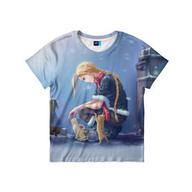 Детская футболка 3D с принтом Девушка из Street Fighter в Петрозаводске, 100% гипоаллергенный полиэфир | прямой крой, круглый вырез горловины, длина до линии бедер, чуть спущенное плечо, ткань немного тянется | Тематика изображения на принте: 