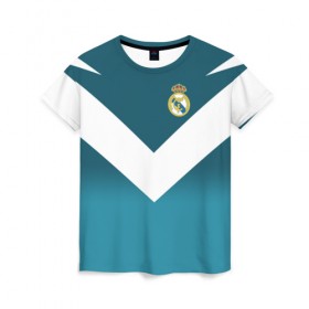 Женская футболка 3D с принтом Real Madrid 2018 New #2 в Петрозаводске, 100% полиэфир ( синтетическое хлопкоподобное полотно) | прямой крой, круглый вырез горловины, длина до линии бедер | 