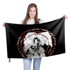Флаг 3D с принтом Хао Асакура в Петрозаводске, 100% полиэстер | плотность ткани — 95 г/м2, размер — 67 х 109 см. Принт наносится с одной стороны | shaman king | зик | король шаманов | манга | шаман кинг