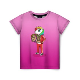 Детская футболка 3D с принтом 6IX9INE UNICORN в Петрозаводске, 100% гипоаллергенный полиэфир | прямой крой, круглый вырез горловины, длина до линии бедер, чуть спущенное плечо, ткань немного тянется | 6ix9ine | sixnine | tekashi