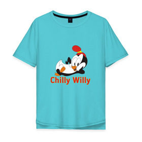 Мужская футболка хлопок Oversize с принтом Chilly Willy в Петрозаводске, 100% хлопок | свободный крой, круглый ворот, “спинка” длиннее передней части | chilly | chilly willy | арт | животные | милые | мультфильмы | пингвины | чилли вилли