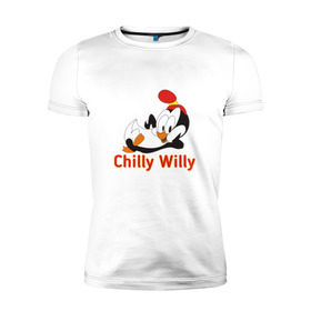 Мужская футболка премиум с принтом Chilly Willy в Петрозаводске, 92% хлопок, 8% лайкра | приталенный силуэт, круглый вырез ворота, длина до линии бедра, короткий рукав | Тематика изображения на принте: chilly | chilly willy | арт | животные | милые | мультфильмы | пингвины | чилли вилли