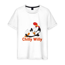 Мужская футболка хлопок с принтом Chilly Willy в Петрозаводске, 100% хлопок | прямой крой, круглый вырез горловины, длина до линии бедер, слегка спущенное плечо. | Тематика изображения на принте: chilly | chilly willy | арт | животные | милые | мультфильмы | пингвины | чилли вилли