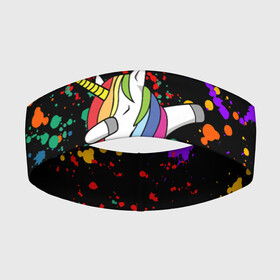 Повязка на голову 3D с принтом ЕДИНОРОГ РАДУГА | RAINBOW UNICORN в Петрозаводске,  |  | color | dab | pony | rainbow | unicornis dab | брызги | даб | единорог | единорог радуга | животные | краски | красочные | ляпистые | пони | радуга | цвета радуги