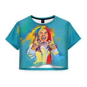 Женская футболка Cropp-top с принтом 6IX9INE PAINTS в Петрозаводске, 100% полиэстер | круглая горловина, длина футболки до линии талии, рукава с отворотами | 6ix9ine | sixnine | tekashi