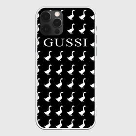 Чехол для iPhone 12 Pro с принтом Gussi Black в Петрозаводске, силикон | область печати: задняя сторона чехла, без боковых панелей | gucci | gussi ga ga ga | gussi gang | бренд | гусь | птица