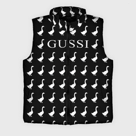 Мужской жилет утепленный 3D с принтом Gussi Black в Петрозаводске,  |  | Тематика изображения на принте: gucci | gussi ga ga ga | gussi gang | бренд | гусь | птица
