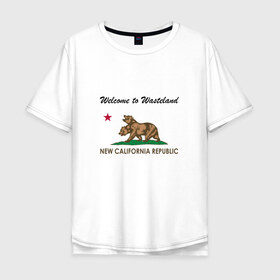 Мужская футболка хлопок Oversize с принтом NCR в Петрозаводске, 100% хлопок | свободный крой, круглый ворот, “спинка” длиннее передней части | fallout | ncr | new california republic | new vegas