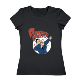 Женская футболка хлопок с принтом American Dab в Петрозаводске, 100% хлопок | прямой крой, круглый вырез горловины, длина до линии бедер, слегка спущенное плечо | 