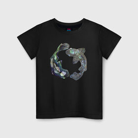 Детская футболка хлопок с принтом Кои инь-ян в Петрозаводске, 100% хлопок | круглый вырез горловины, полуприлегающий силуэт, длина до линии бедер | koi | инь ян | карпы | рыбы