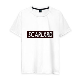 Мужская футболка хлопок с принтом scarlxrd_black в Петрозаводске, 100% хлопок | прямой крой, круглый вырез горловины, длина до линии бедер, слегка спущенное плечо. | Тематика изображения на принте: scarlxrd | мариус