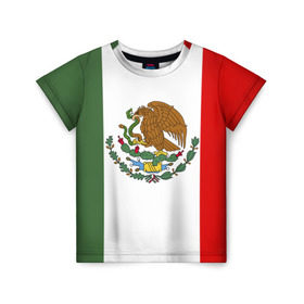 Детская футболка 3D с принтом Мексика Чемпионат Мира в Петрозаводске, 100% гипоаллергенный полиэфир | прямой крой, круглый вырез горловины, длина до линии бедер, чуть спущенное плечо, ткань немного тянется | Тематика изображения на принте: mexico | бразилия | мексика | сборная мексики | футбол | чемпионат мира