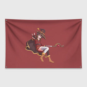 Флаг-баннер с принтом Megumin в Петрозаводске, 100% полиэстер | размер 67 х 109 см, плотность ткани — 95 г/м2; по краям флага есть четыре люверса для крепления | konosuba | megumin | мегумин