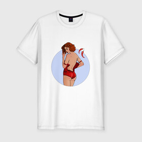 Мужская футболка премиум с принтом Чили в Петрозаводске, 92% хлопок, 8% лайкра | приталенный силуэт, круглый вырез ворота, длина до линии бедра, короткий рукав | белье | девушка | купальник | перец | чили. красный