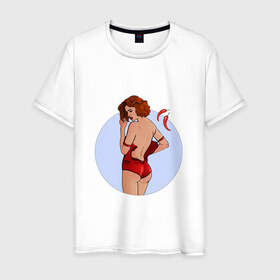 Мужская футболка хлопок с принтом Чили в Петрозаводске, 100% хлопок | прямой крой, круглый вырез горловины, длина до линии бедер, слегка спущенное плечо. | белье | девушка | купальник | перец | чили. красный