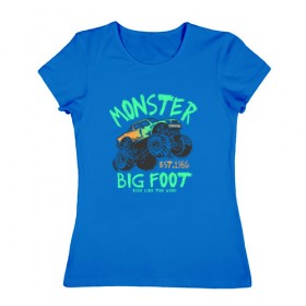 Женская футболка хлопок с принтом Авто Monster в Петрозаводске, 100% хлопок | прямой крой, круглый вырез горловины, длина до линии бедер, слегка спущенное плечо | 
