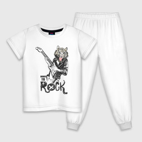 Детская пижама хлопок с принтом Тигр Рок в Петрозаводске, 100% хлопок |  брюки и футболка прямого кроя, без карманов, на брюках мягкая резинка на поясе и по низу штанин
 | rock | гитара | рок | рокер | тигр | тигры