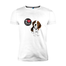 Мужская футболка премиум с принтом Я люблю Бигля в Петрозаводске, 92% хлопок, 8% лайкра | приталенный силуэт, круглый вырез ворота, длина до линии бедра, короткий рукав | Тематика изображения на принте: beagle | бигли | бигль | с биглем | с обакой | собака | собаки | собачки