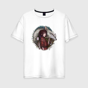 Женская футболка хлопок Oversize с принтом Унесённые призраками в Петрозаводске, 100% хлопок | свободный крой, круглый ворот, спущенный рукав, длина до линии бедер
 | spirited away | миядзаки | хаяо