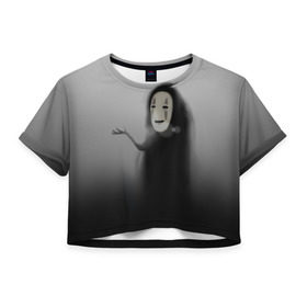 Женская футболка 3D укороченная с принтом Унесенные призраками в Петрозаводске, 100% полиэстер | круглая горловина, длина футболки до линии талии, рукава с отворотами | spirited away | миядзаки | хаяо