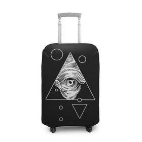Чехол для чемодана 3D с принтом Всевидящее око в Петрозаводске, 86% полиэфир, 14% спандекс | двустороннее нанесение принта, прорези для ручек и колес | tattoo | в треугольнике | всевидящее око | всевидящий глаз | зрачок | пирамида | тату