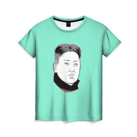 Женская футболка 3D с принтом Ким чен ын в Петрозаводске, 100% полиэфир ( синтетическое хлопкоподобное полотно) | прямой крой, круглый вырез горловины, длина до линии бедер | 