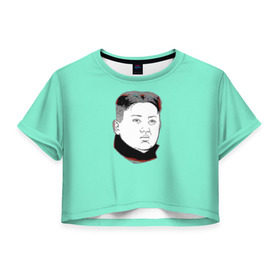 Женская футболка 3D укороченная с принтом Ким чен ын в Петрозаводске, 100% полиэстер | круглая горловина, длина футболки до линии талии, рукава с отворотами | 