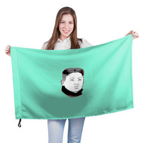 Флаг 3D с принтом Ким чен ын в Петрозаводске, 100% полиэстер | плотность ткани — 95 г/м2, размер — 67 х 109 см. Принт наносится с одной стороны | 