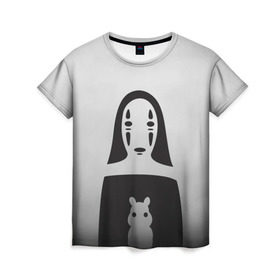 Женская футболка 3D с принтом Унесенные призраками в Петрозаводске, 100% полиэфир ( синтетическое хлопкоподобное полотно) | прямой крой, круглый вырез горловины, длина до линии бедер | spirited away | миядзаки | хаяо