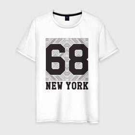 Мужская футболка хлопок с принтом New York 68 в Петрозаводске, 100% хлопок | прямой крой, круглый вырез горловины, длина до линии бедер, слегка спущенное плечо. | Тематика изображения на принте: new york | города | нью йорк | стиль | фракталы