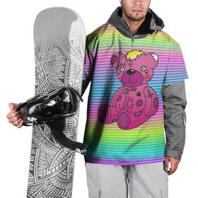 Накидка на куртку 3D с принтом Мишка Lil Peep в Петрозаводске, 100% полиэстер |  | gbc | hip hop | lil peep | love | pink | rap | лил пип | лилпип | медведь | медвежонок | мишка | реп | розовый | рэп | тату | трэп | хип хоп | эмо