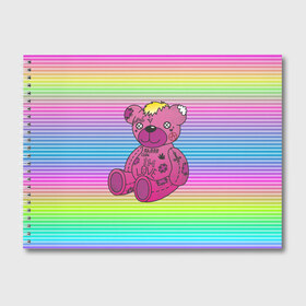 Альбом для рисования с принтом Мишка Lil Peep в Петрозаводске, 100% бумага
 | матовая бумага, плотность 200 мг. | gbc | hip hop | lil peep | love | pink | rap | лил пип | лилпип | медведь | медвежонок | мишка | реп | розовый | рэп | тату | трэп | хип хоп | эмо