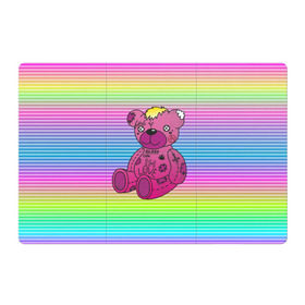 Магнитный плакат 3Х2 с принтом Мишка Lil Peep в Петрозаводске, Полимерный материал с магнитным слоем | 6 деталей размером 9*9 см | gbc | hip hop | lil peep | love | pink | rap | лил пип | лилпип | медведь | медвежонок | мишка | реп | розовый | рэп | тату | трэп | хип хоп | эмо
