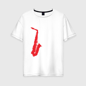 Женская футболка хлопок Oversize с принтом lets talk about sax_black в Петрозаводске, 100% хлопок | свободный крой, круглый ворот, спущенный рукав, длина до линии бедер
 | саксофон | саксофонист