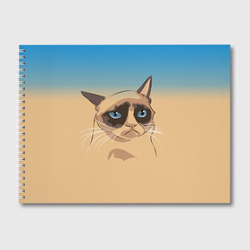 Альбом для рисования с принтом Grumpy cat ART в Петрозаводске, 100% бумага
 | матовая бумага, плотность 200 мг. | cat | grumpy | грустный кот | киса | кот | котэ | котяра | кошка | мем | сердитый кот