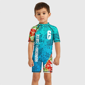 Детский купальный костюм 3D с принтом R6S SUNSPLASH PREMIUM PACK в Петрозаводске, Полиэстер 85%, Спандекс 15% | застежка на молнии на спине | caveira | dokkaebi | ela | mute | outbreak | r6s | rainbow | rainbow six siege | sunsplash premium pack | tom clancys | радуга 6 осада | том клэнси