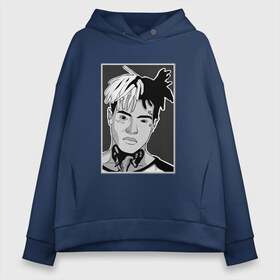 Женское худи Oversize хлопок с принтом xxxtentacion в Петрозаводске, френч-терри — 70% хлопок, 30% полиэстер. Мягкий теплый начес внутри —100% хлопок | боковые карманы, эластичные манжеты и нижняя кромка, капюшон на магнитной кнопке | jahseh dwayne | onfroy | xxxtentacion | джасей дуэйн онфрой