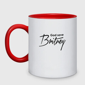 Кружка двухцветная с принтом God save Britney в Петрозаводске, керамика | объем — 330 мл, диаметр — 80 мм. Цветная ручка и кайма сверху, в некоторых цветах — вся внутренняя часть | baby one more time | britney spears | oops | бритни спирс