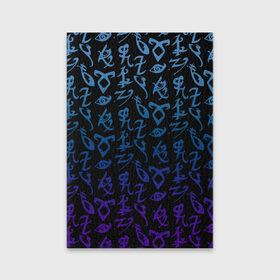 Обложка для паспорта матовая кожа с принтом Blue runes в Петрозаводске, натуральная матовая кожа | размер 19,3 х 13,7 см; прозрачные пластиковые крепления | freeform | shadowhunters | доминик шервуд | клэри фрэй | кэтрин макнамара | фэнтази