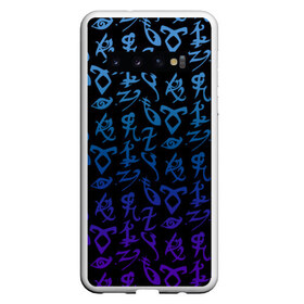 Чехол для Samsung Galaxy S10 с принтом Blue runes в Петрозаводске, Силикон | Область печати: задняя сторона чехла, без боковых панелей | Тематика изображения на принте: freeform | shadowhunters | доминик шервуд | клэри фрэй | кэтрин макнамара | фэнтази