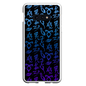 Чехол для Samsung S10E с принтом Blue runes в Петрозаводске, Силикон | Область печати: задняя сторона чехла, без боковых панелей | freeform | shadowhunters | доминик шервуд | клэри фрэй | кэтрин макнамара | фэнтази