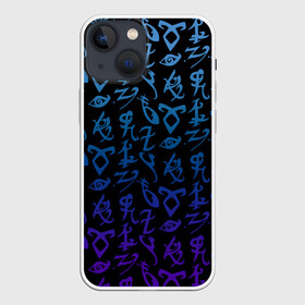Чехол для iPhone 13 mini с принтом Blue runes в Петрозаводске,  |  | Тематика изображения на принте: freeform | shadowhunters | доминик шервуд | клэри фрэй | кэтрин макнамара | фэнтази