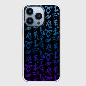 Чехол для iPhone 13 Pro с принтом Blue runes в Петрозаводске,  |  | Тематика изображения на принте: freeform | shadowhunters | доминик шервуд | клэри фрэй | кэтрин макнамара | фэнтази