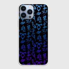 Чехол для iPhone 13 Pro Max с принтом Blue runes в Петрозаводске,  |  | Тематика изображения на принте: freeform | shadowhunters | доминик шервуд | клэри фрэй | кэтрин макнамара | фэнтази