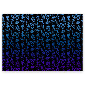 Поздравительная открытка с принтом Blue runes в Петрозаводске, 100% бумага | плотность бумаги 280 г/м2, матовая, на обратной стороне линовка и место для марки
 | Тематика изображения на принте: freeform | shadowhunters | доминик шервуд | клэри фрэй | кэтрин макнамара | фэнтази