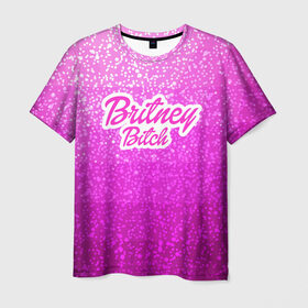 Мужская футболка 3D с принтом Britney Bitch _pink в Петрозаводске, 100% полиэфир | прямой крой, круглый вырез горловины, длина до линии бедер | baby one more time | britney spears | oops | бритни спирс