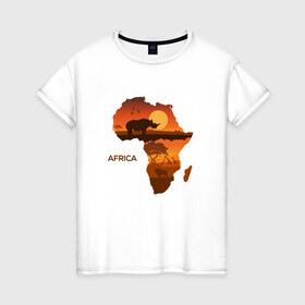 Женская футболка хлопок с принтом Африка в Петрозаводске, 100% хлопок | прямой крой, круглый вырез горловины, длина до линии бедер, слегка спущенное плечо | африка | дикая природа | дикие животные | карта | карты | носорог | природа | туризм | экзотика