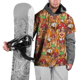Накидка на куртку 3D с принтом HEY Pop art в Петрозаводске, 100% полиэстер |  | pop art | style | безумство | комикс | лейблы | микс | поп арт | яркие | яркое | яркости