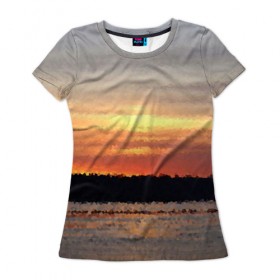 Женская футболка 3D с принтом Пиксельный рассвет в Петрозаводске, 100% полиэфир ( синтетическое хлопкоподобное полотно) | прямой крой, круглый вырез горловины, длина до линии бедер | 